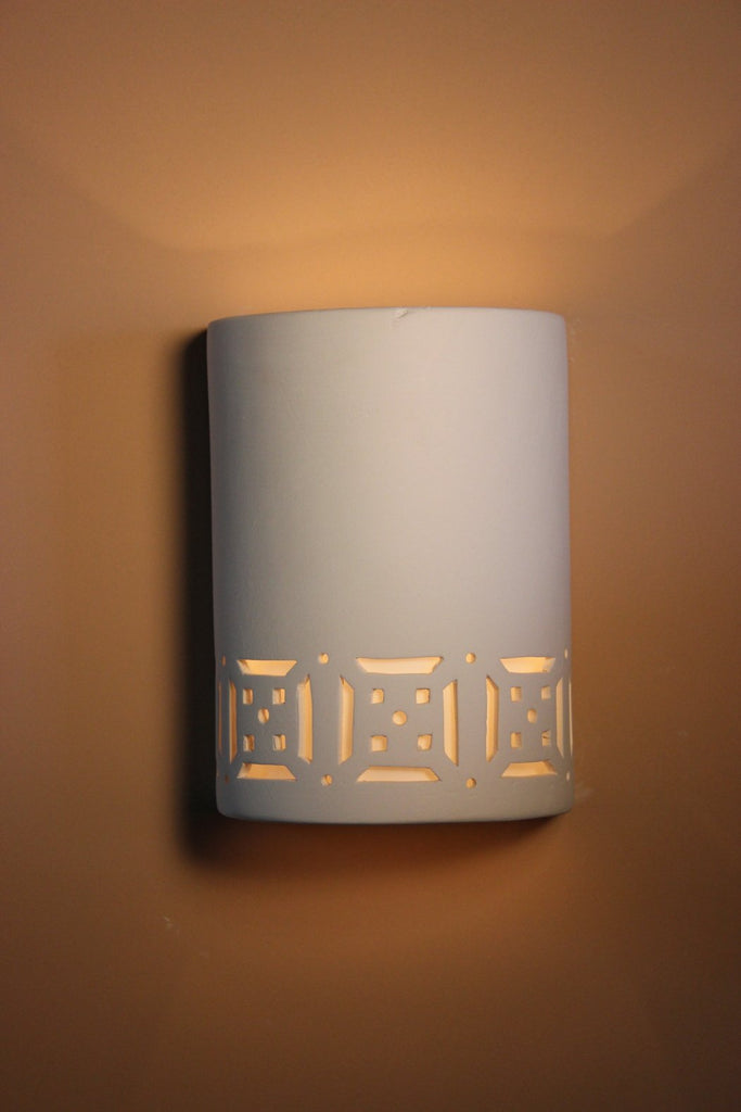 B8151 Ceramic Cylinder Lighted Wall Sconce Bottom Dice of Five