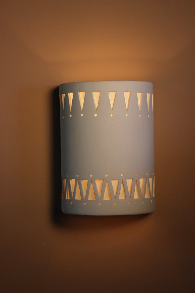 B8217 Ceramic Cylinder Lighted Wall Sconce Backgammon