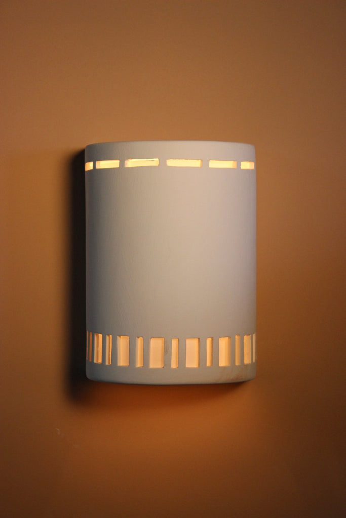 B868 Ceramic Cylinder Lighted Wall Sconce Vertical Horizontal Square Slot