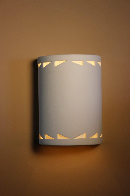 B8105A Ceramic Cylinder Lighted Wall Sconce  Right Triangle Double Banded