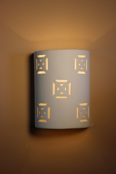 B8133B  Ceramic Cylinder Lighted Wall Sconce Trapezoid Five of Dice